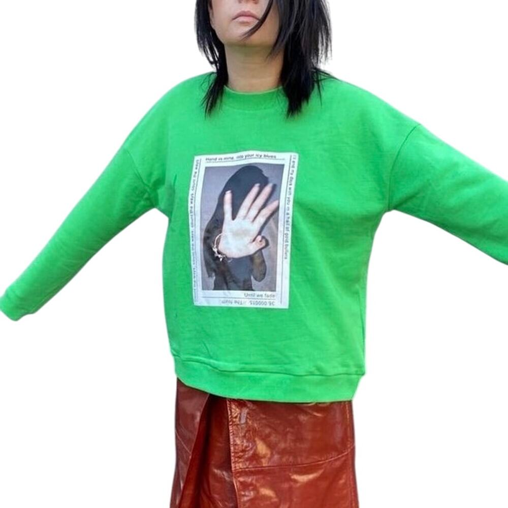 ZGY DENIM Zee Oversized Sweatshirt in Electric Green Size XS New with Tag